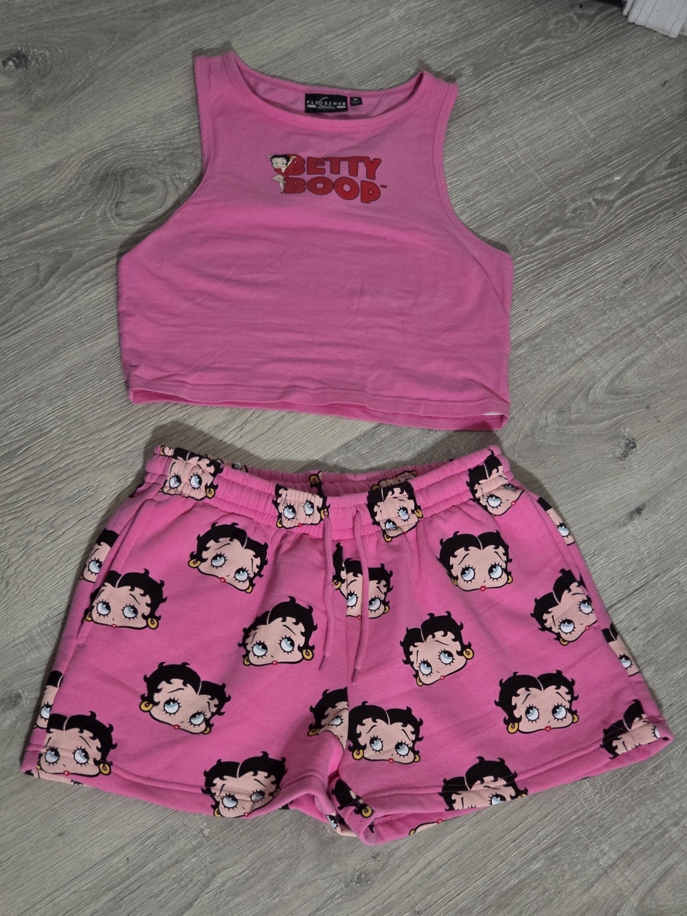 Betty Boop Pink Cropped Tank with Printed Shorts Sleep Set